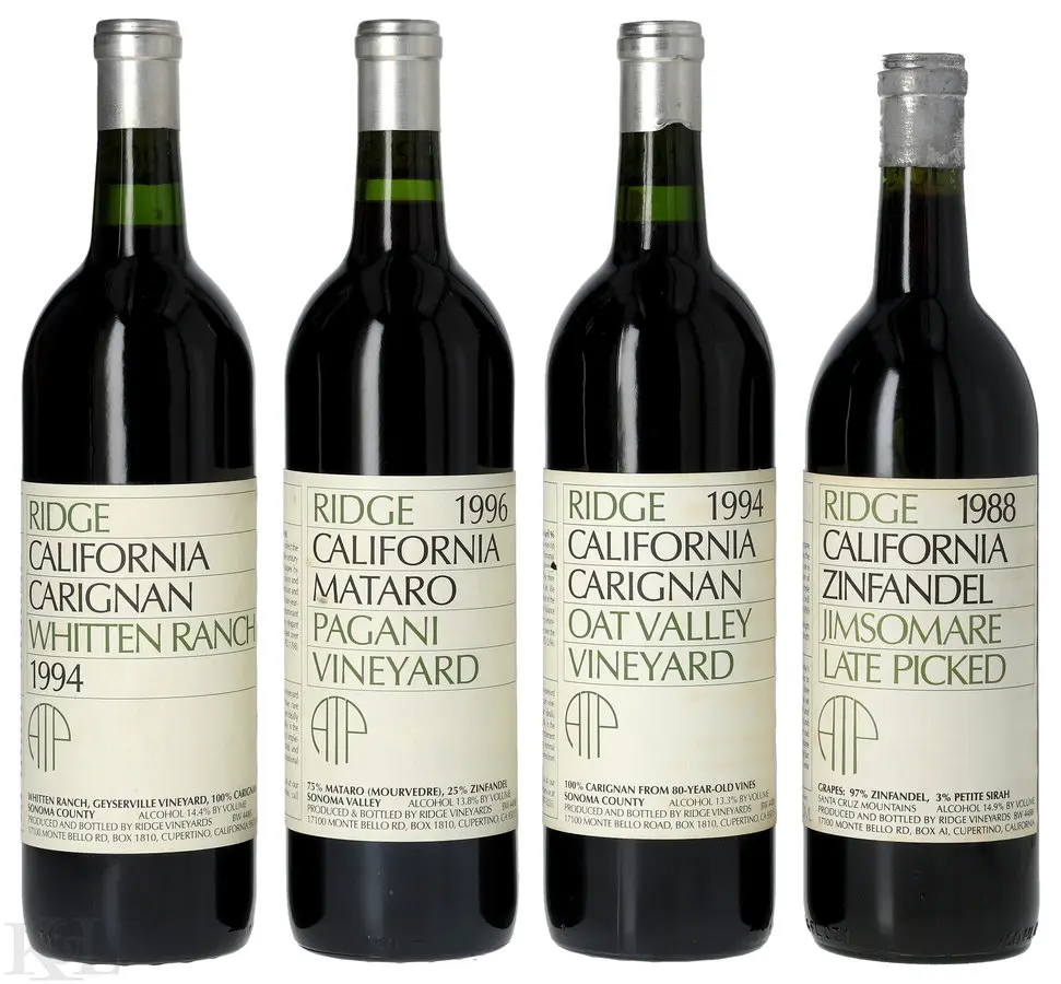 Ridge Vineyards Late Picked Zinfandel, Carignan, Carignane & Mataro Tasting Lot