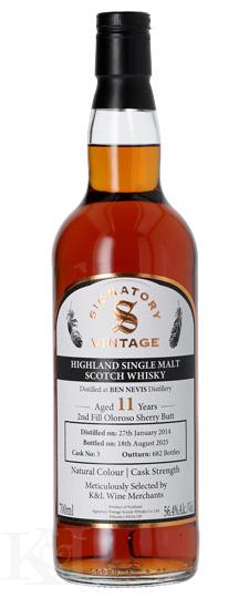 2014 Ben Nevis 11 Year Old "Signatory Vintage" K&L Exclusive 2nd Fill Oloroso Sherry Butt No 3 Cask Strength Non Chillfiltered Highland Single Malt Scotch Whisky (700ml)