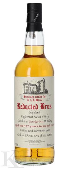 1998 Glen Garioch 27 Year Old "Redacted Bros." (Thompson/Dornoch) Single Ex-Wild Turkey Bourbon Barrel Cask Strength Single Malt Scotch Whisky (700ml)