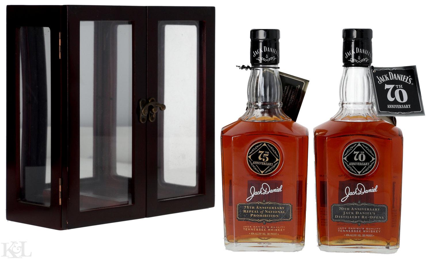 Jack Daniel's "70th & 75th Anniversary Gift Set" Straight Tennessee Whiskey (2 Bottles)
