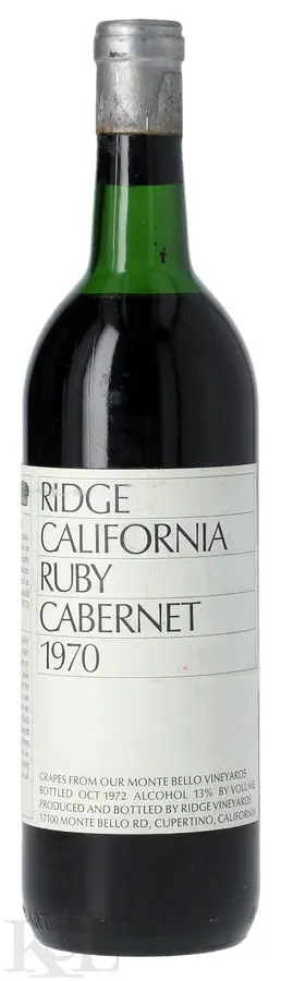 1970 Ridge Vineyards Santa Cruz Mountains Ruby Cabernet