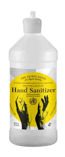 The Spirit Guild Hand Sanitizer "80% Topical Solution" WHO-Recommended Handrub Formula Alcohol Antiseptic Non-Sterile Solution with Dispenser Cap 16 oz (Essentials)