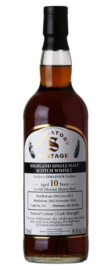 2014 Edradour 10 Year Old "Signatory Vintage" 1st Fill Oloroso Sherry Butt No. 256 Cask Strength Single Barrel Highland Single Malt Scotch Whisky (750ml)