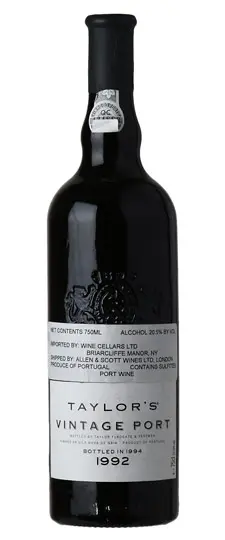 1992 Taylor Vintage Port (lightly bin-soiled & scuffed label, depressed cork)
